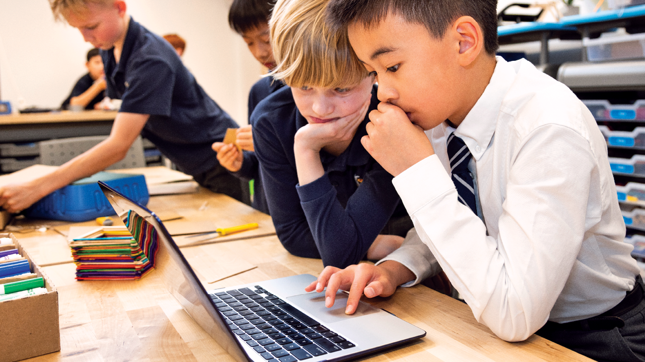 Young students working together